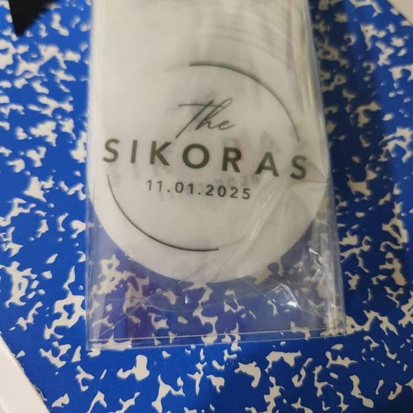 Customer photo review of 50-1000 Personalized Edible Drink Toppers: Monogram Cocktail Garnishes