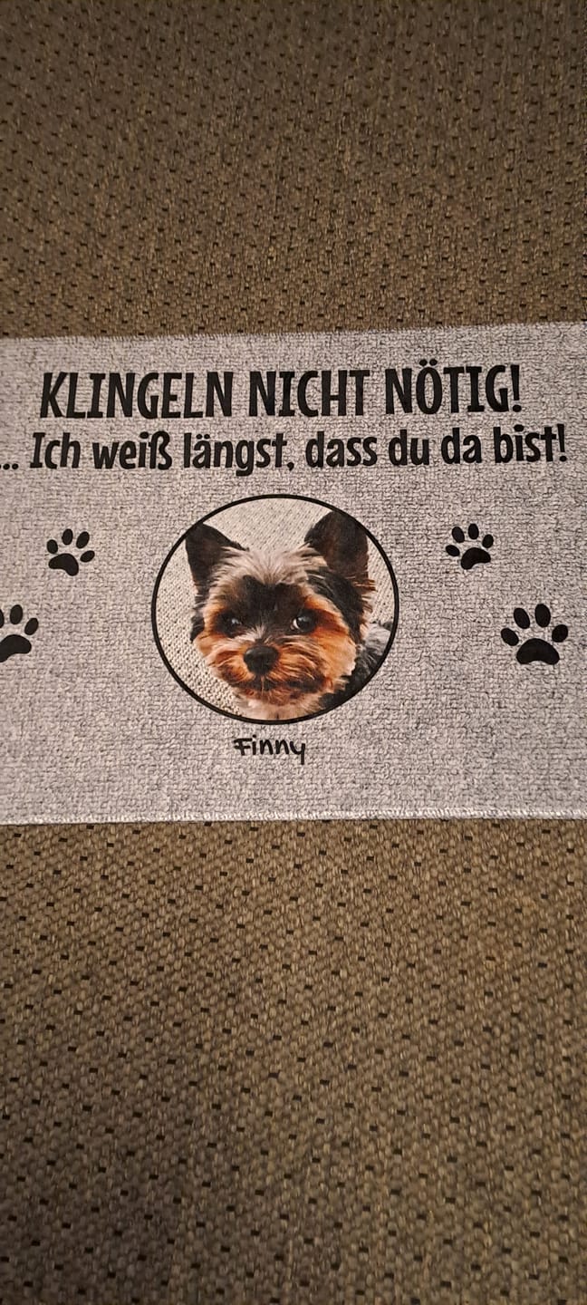 Customer photo review of Klingeln nicht nötig mit Foto - individuelle Fußmatte