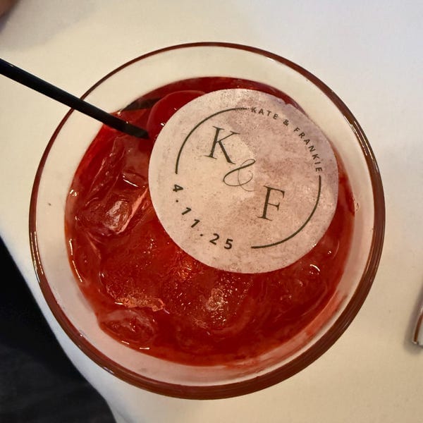 Customer photo review of 50-1000 Personalized Edible Drink Toppers: Monogram Cocktail Garnishes