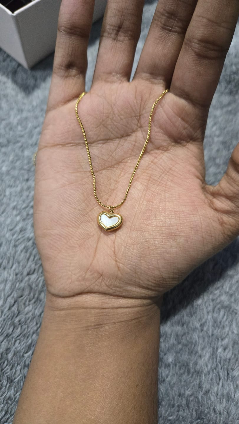 Customer photo review of White Heart Necklace