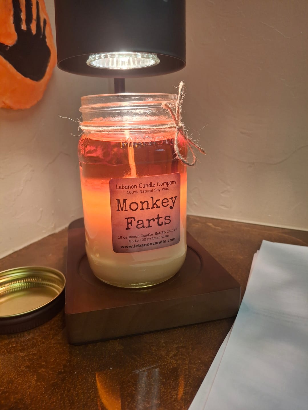 Customer photo review of Black & Wood Arched Candle Warmer Lamp