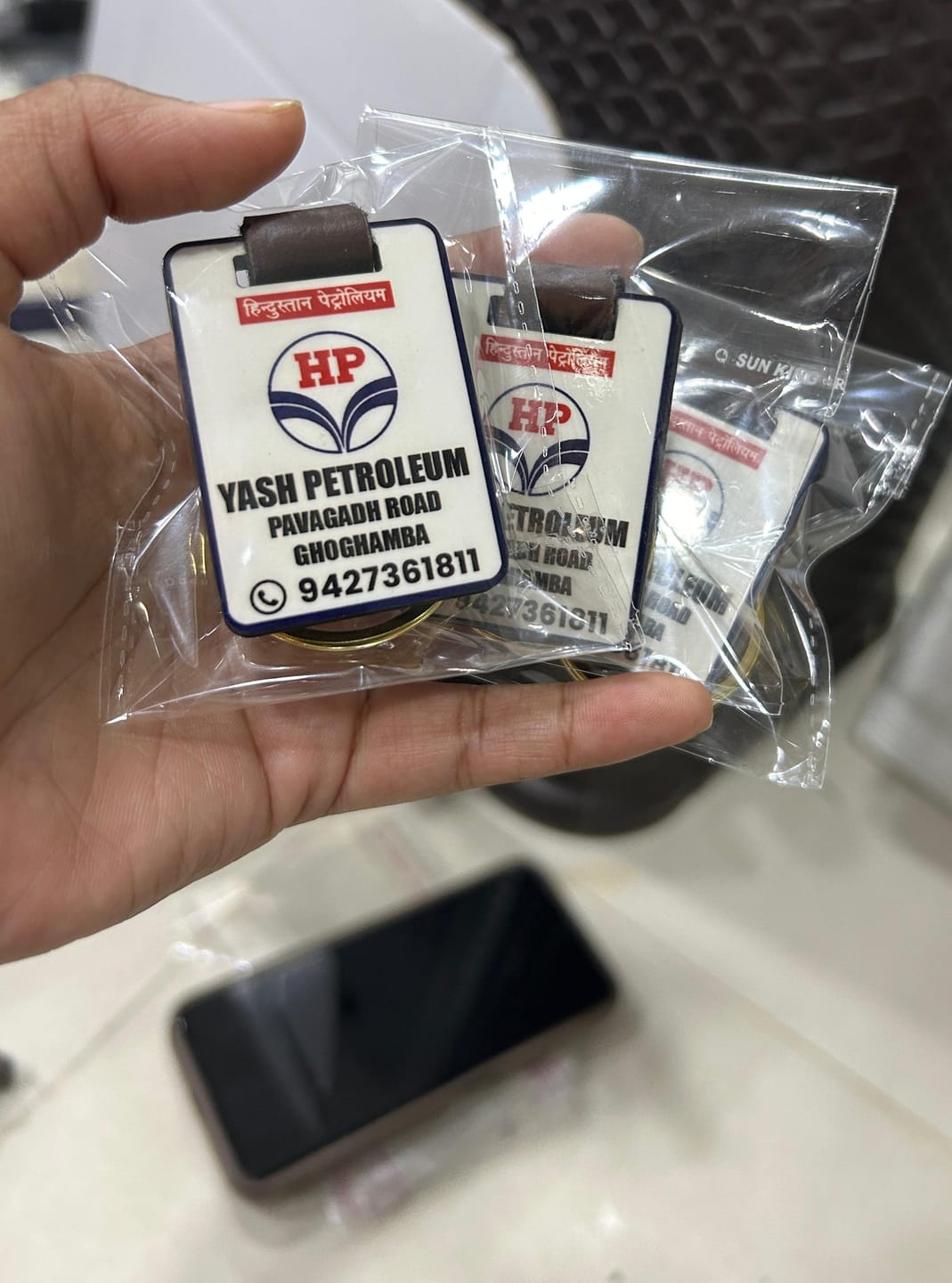 Customer photo review of Customized Premium Belt Keychains | Best for Brand Promotion | PrintMine.in