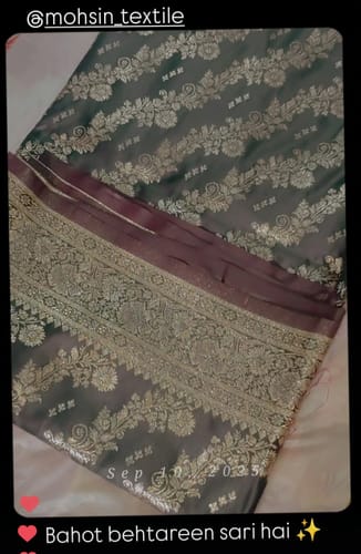 Customer photo review of Wine Golden Zari Katan Silk Banarasi Saree
