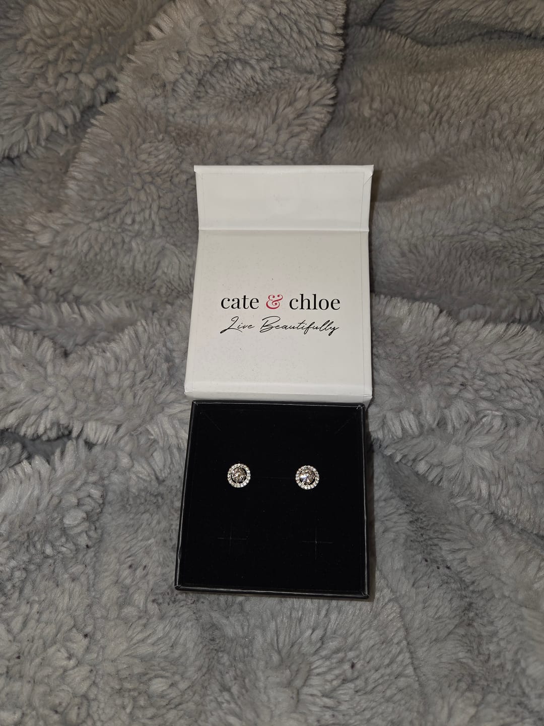 Customer photo review of Moissanite by Cate & Chloe Kailani 18k Gold Plated 925 Sterling Silver Stud Earrings 1.18tcw