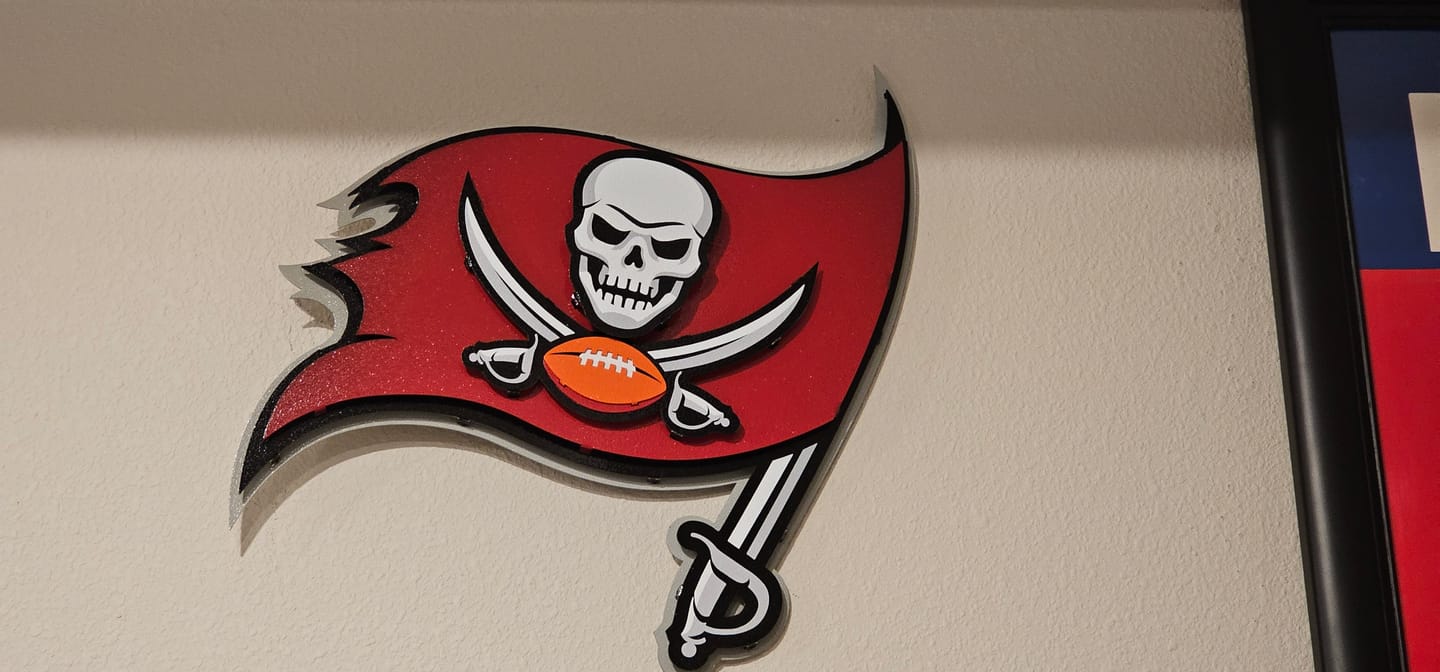 Customer photo review of Tampa Bay Buccaneers "Buc's Jolly Roger Flag" 3D Vintage Metal Wall Art