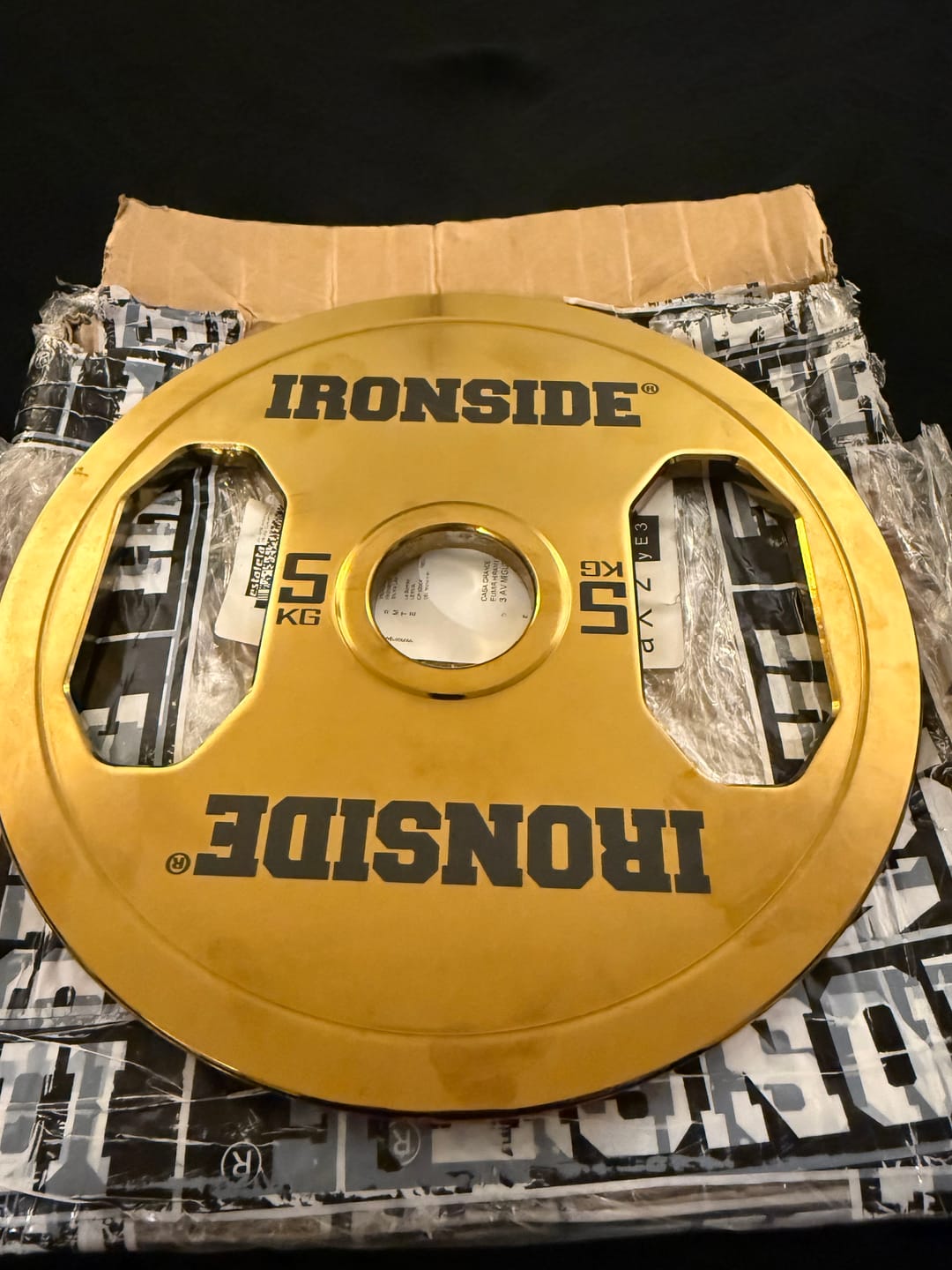 Customer photo review of Disco Olímpico Premium Gold Chromed IRONSIDE 5 a 25 KG