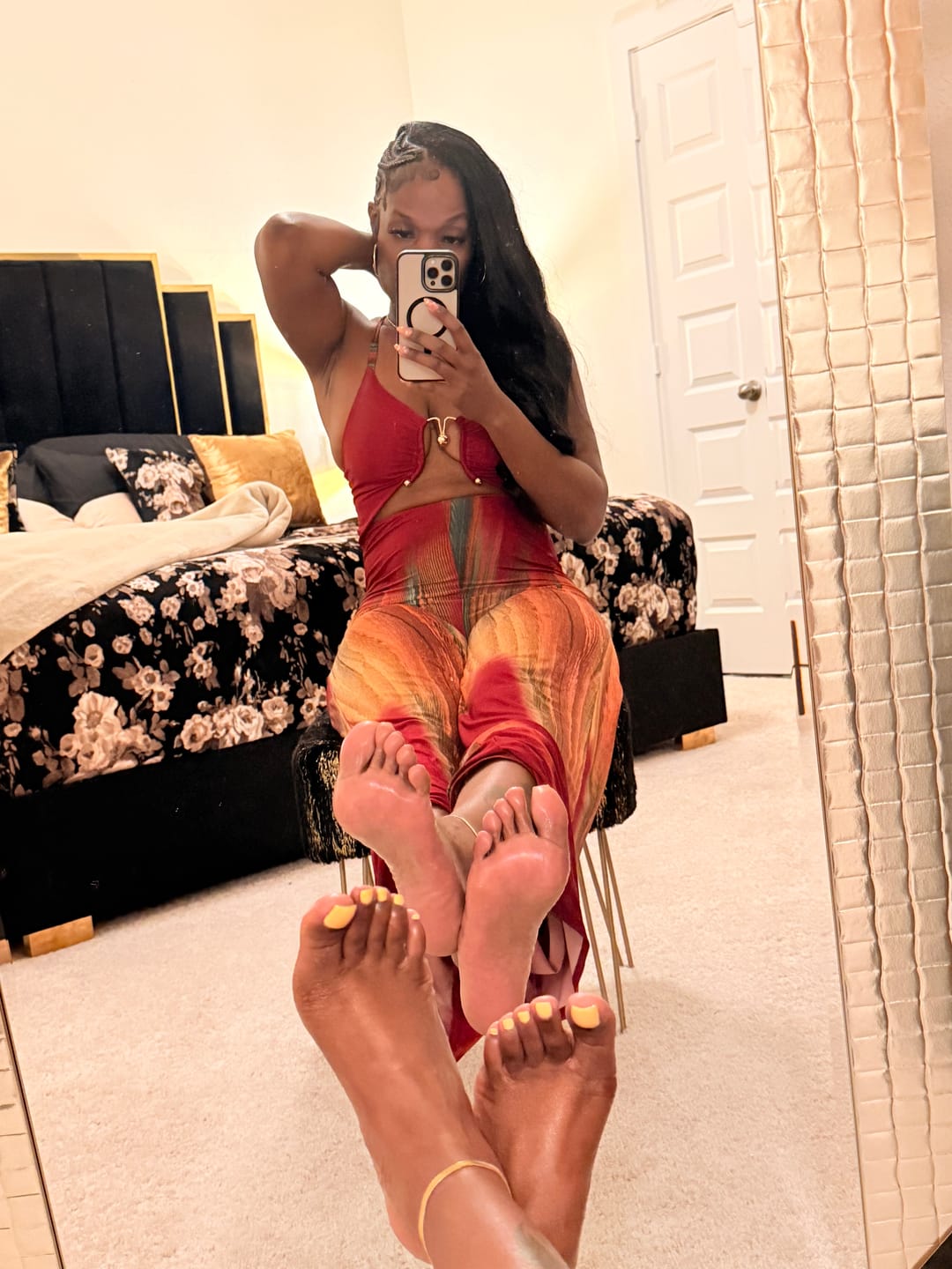 Customer photo review of Playing Me Print Cami Jumpsuit