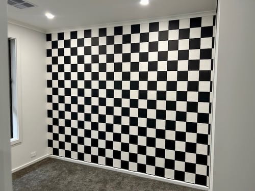 Customer photo review of Large Watercolour Check Charcoal Black Wallpaper