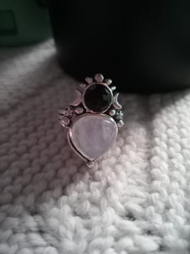 Customer photo review of Moonstone and Onyx Celestial Ring