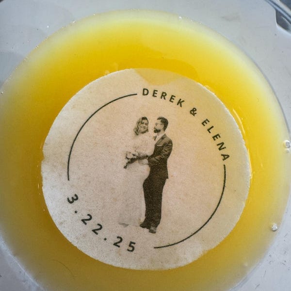 Customer photo review of 50-1000 Personalized Edible Drink Toppers: Monogram Cocktail Garnishes