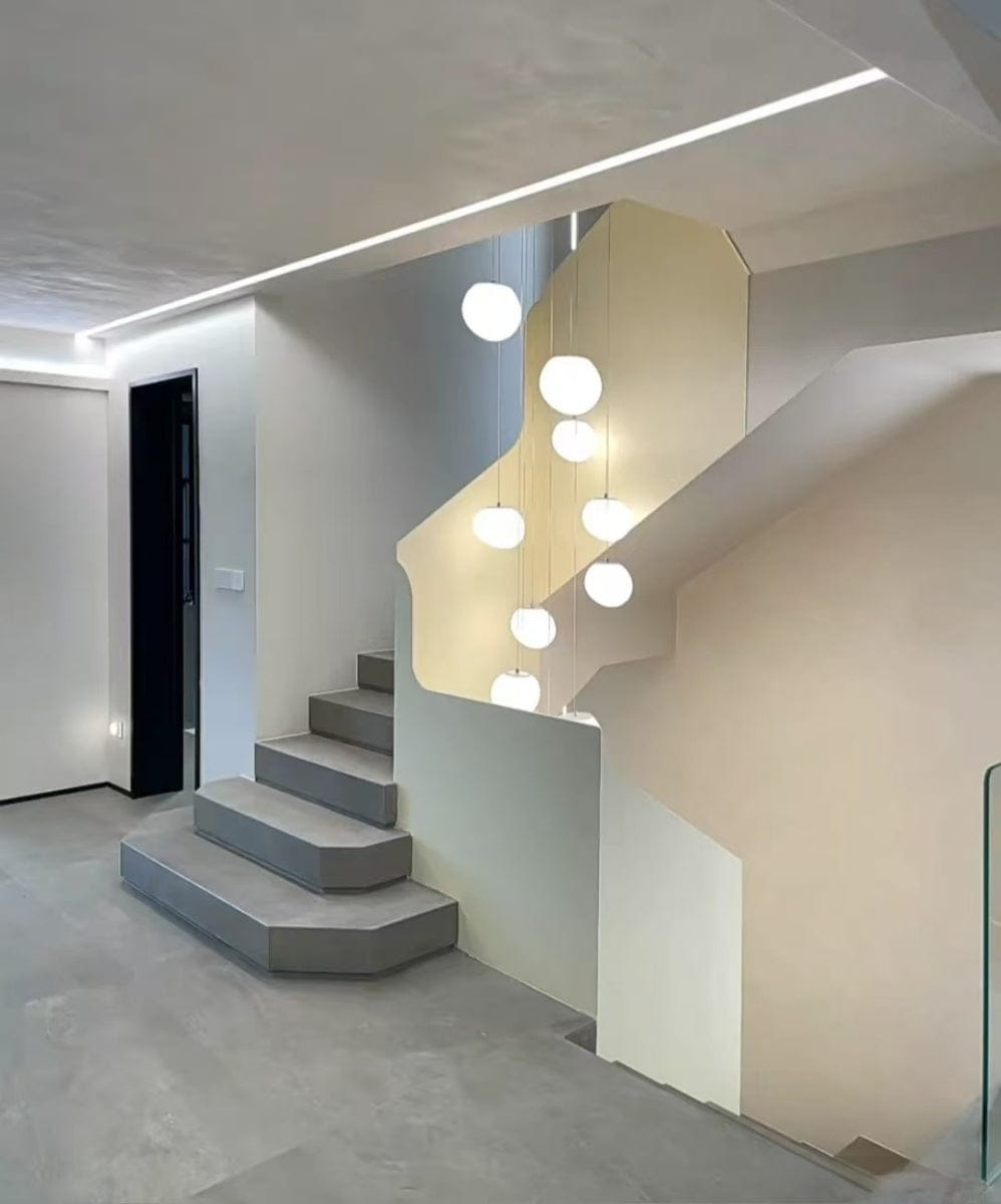 Customer photo review of Nordic Minimalist Stone-Looking Hanging Lights for Staircase