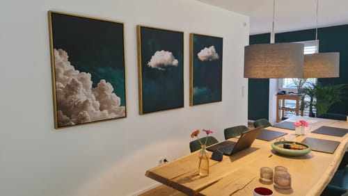 Customer photo review of Teal Clouds Set of 3 Prints