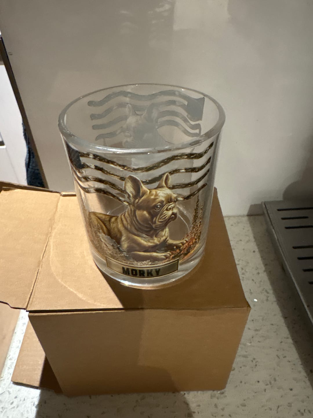 Customer photo review of Any Dog Breeds, Personalized Dog Whiskey Glass, Gift For Dog Lovers