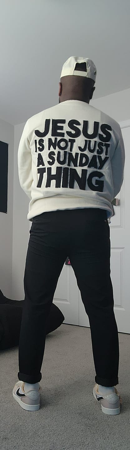 Customer photo review of Jesus Is Not Just A Sunday Thing Crew