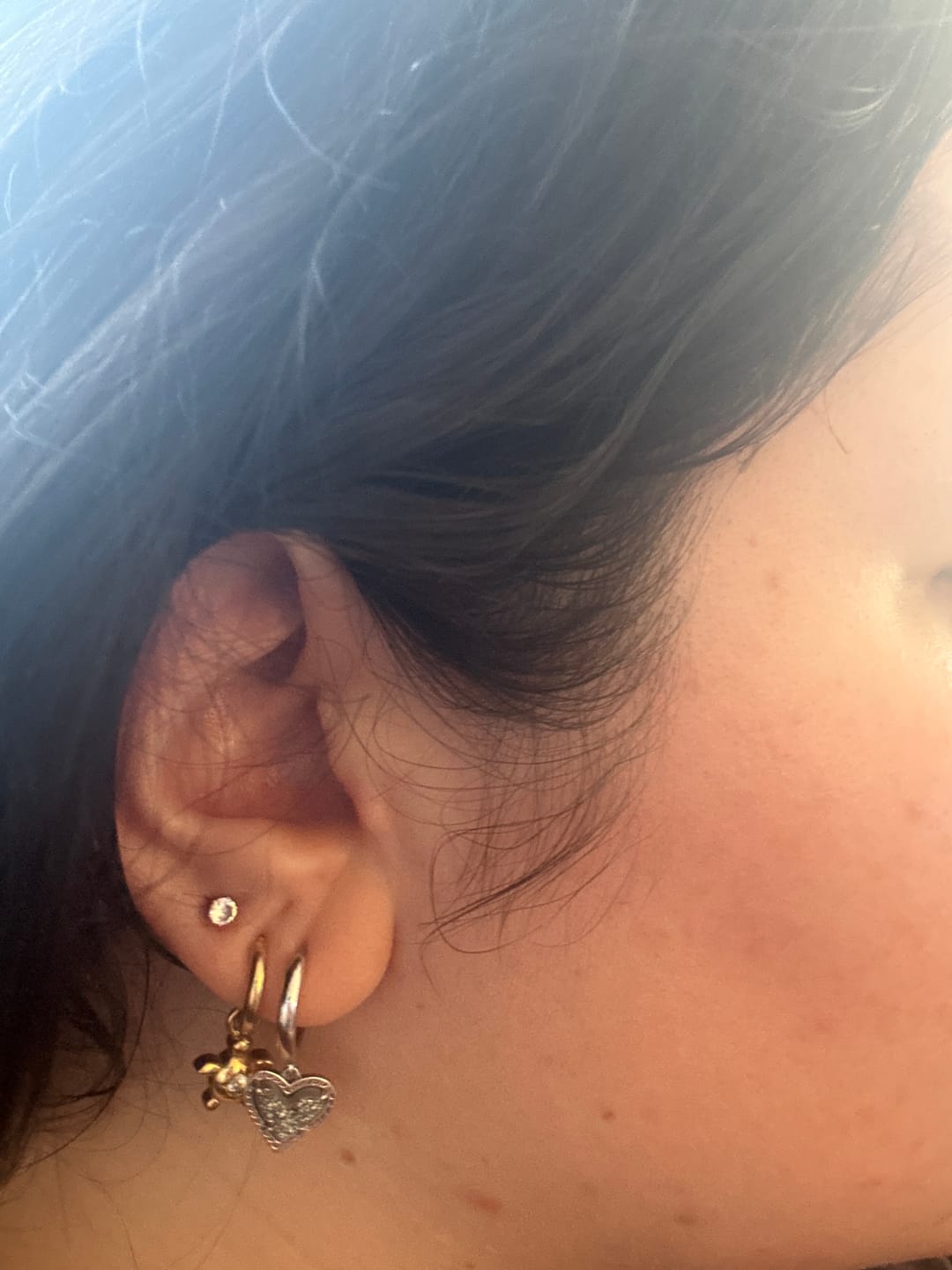 Customer photo review of My Huggies Hoop Earrings