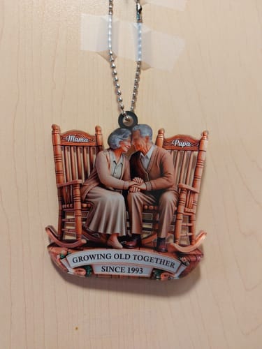 Customer photo review of Old Couple Sitting On Rocking Chairs Together Personalized Christmas Acrylic Ornament
