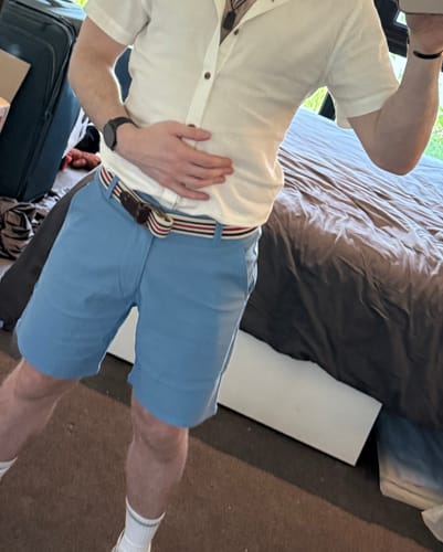 Customer photo review of Ultra-Stretch 7" Chino Shorts - Sky Blue