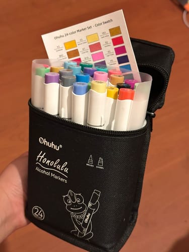Customer photo review of Ohuhu Honolulu 24 Basic Colors Dual Tips Alcohol Art Markers (Mexico Domestic Shipping)