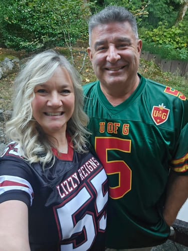 Customer photo review of Custom Green Red-Gold Classic Style Authentic Football Jersey