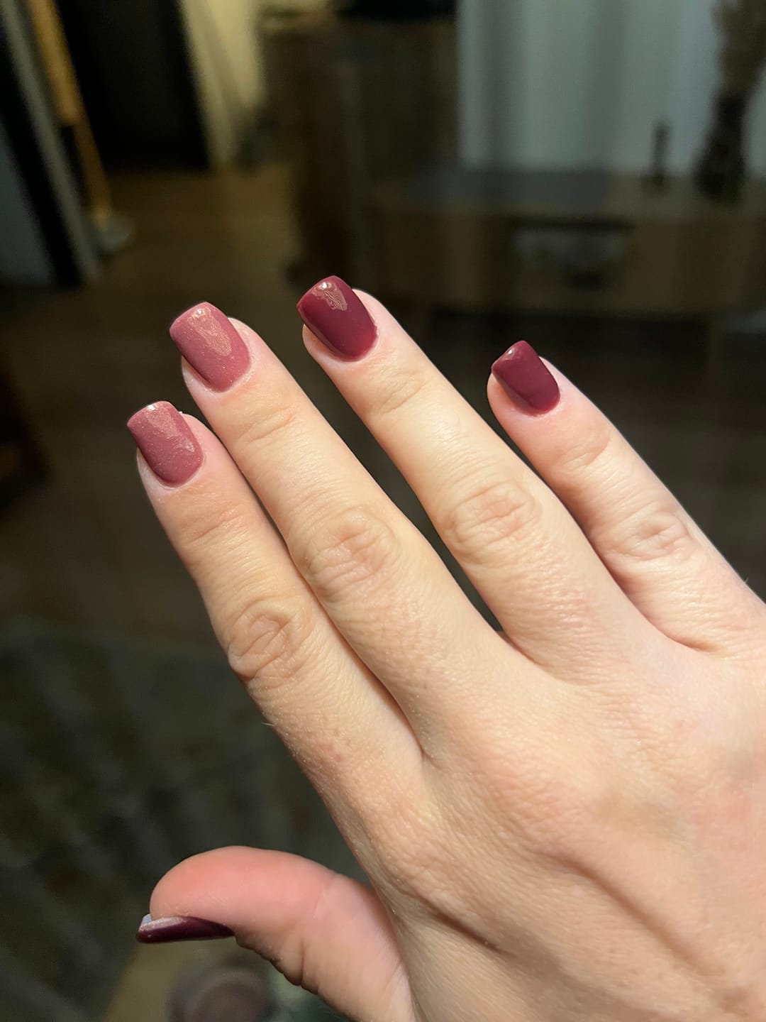 Customer photo review of Dark Reddish Purple Dipping Powder