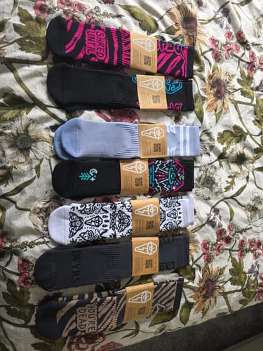 Customer photo review of 7 Pack | Lucky Dip | Compression Shred Socks