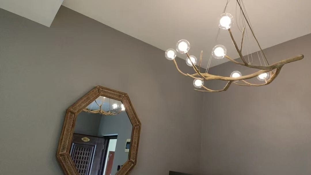 Customer photo review of Rustic Tree Branch Chandelier, Dimmable