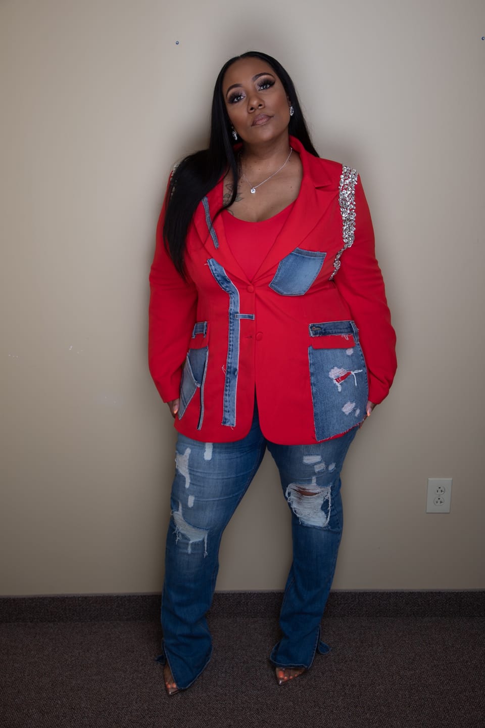 Customer photo review of Seamless Clip In Hair Extensions Silky Straight