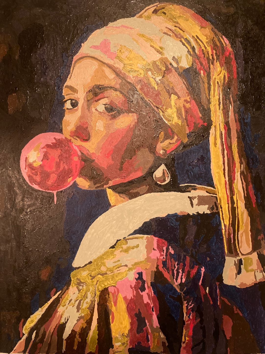 Customer photo review of Girl with a pearl earring Bubblegum | Paint by Numbers