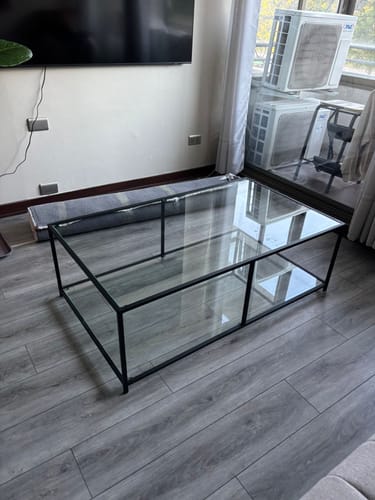 Customer photo review of Mesa de centro Rectangular 120 NEGRA dos niveles GLASS