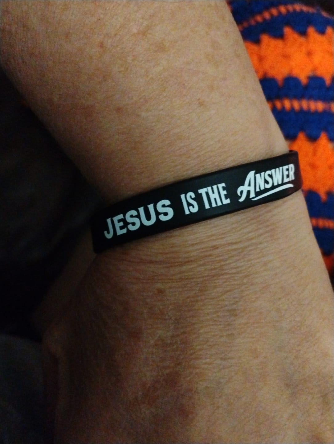 Customer photo review of Jesus Is The Answer Wristband