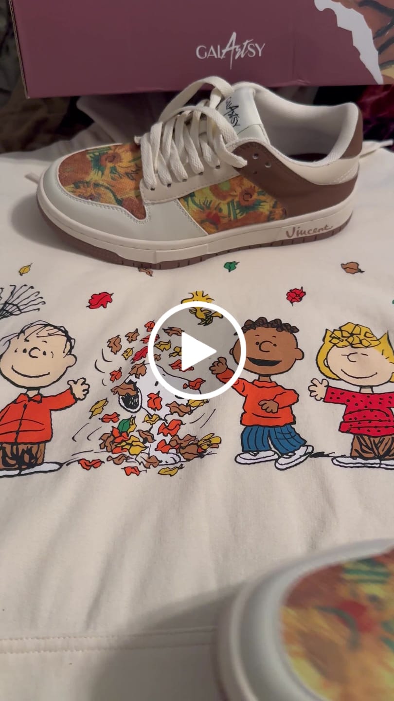 Customer video review of Van Gogh Sunflowers inspired sneakers