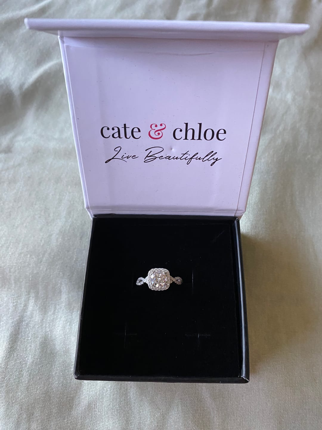 Customer photo review of Moissanite by Cate & Chloe Octavia 1.15ctw Round Cut 925 Sterling Silver 18k White Gold Plated Forever Engagement Ring