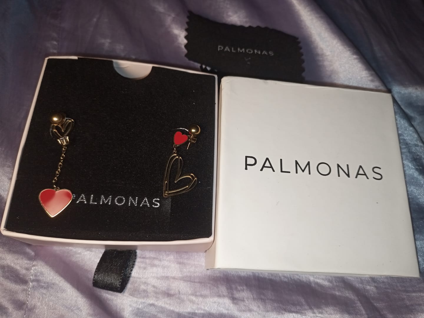 Customer photo review of Red Heart Dangle Earrings