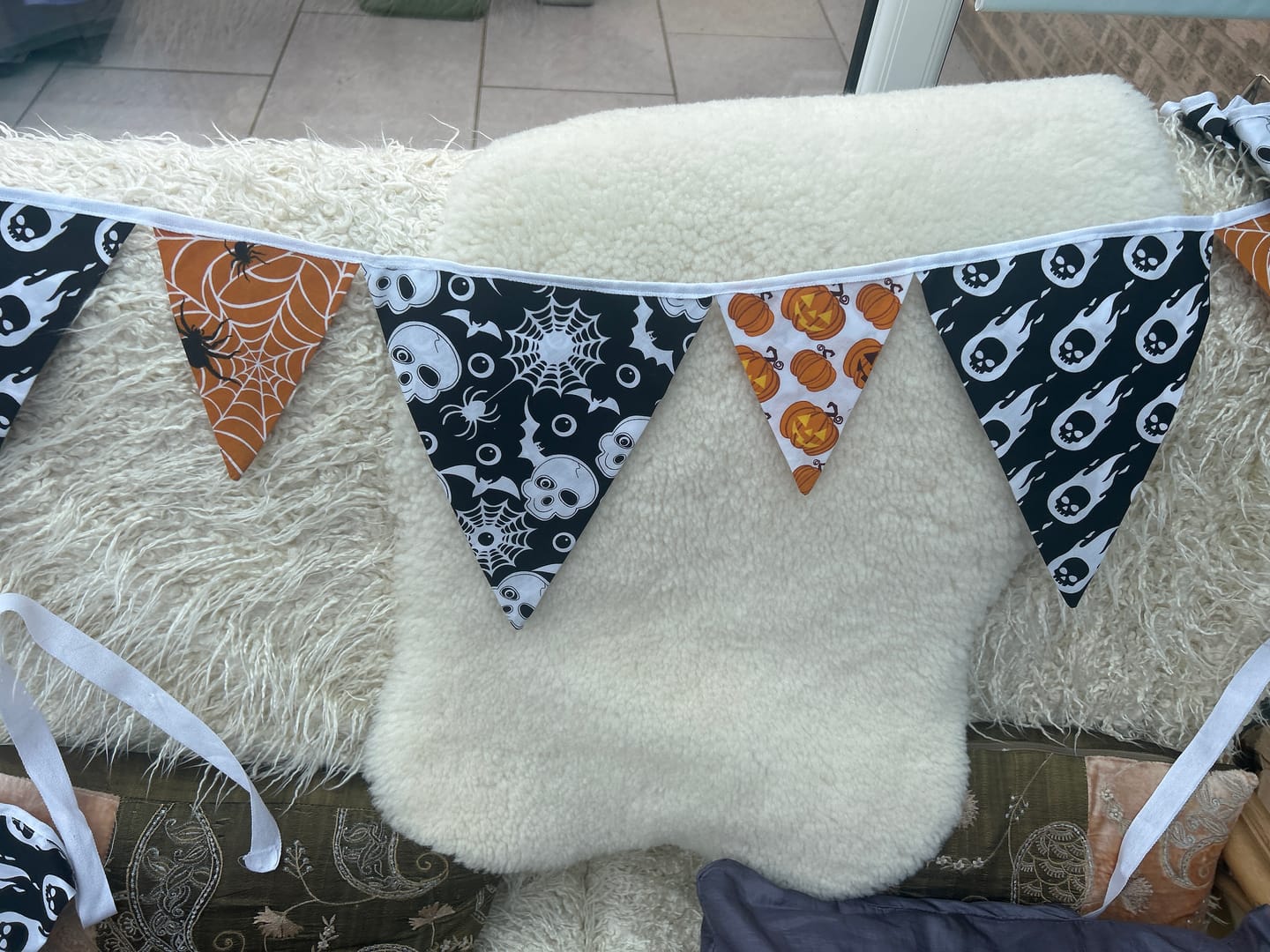 Customer photo review of Flaming Skulls Polycotton Fabric
