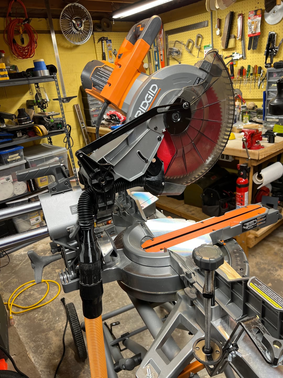 Customer photo review of Ridgid 12" Sliding Miter Saw Dust Collection Chute (R4222)