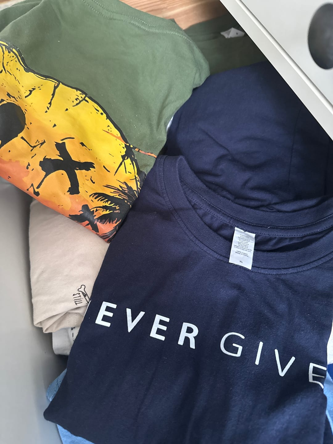 Customer photo review of Never Give Up T-shirt