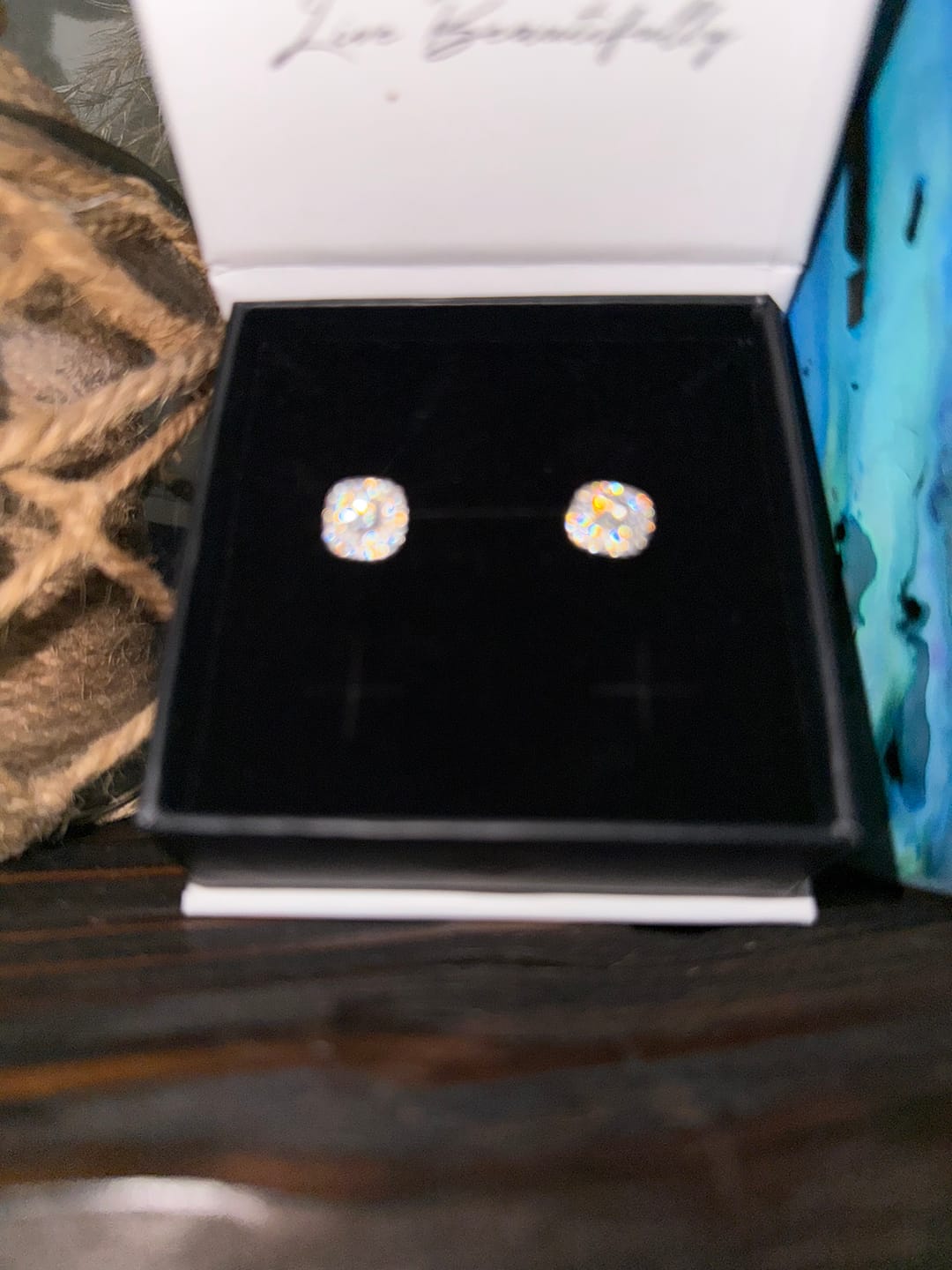 Customer photo review of Moissanite by Cate & Chloe Lucy 18k Gold Plated 925 Sterling Silver Stud Earrings 1.0tcw