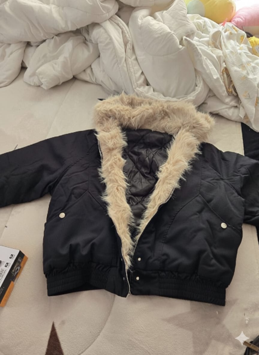 Customer photo review of Spliced Fur Hooded Quilted Jacket - 2285