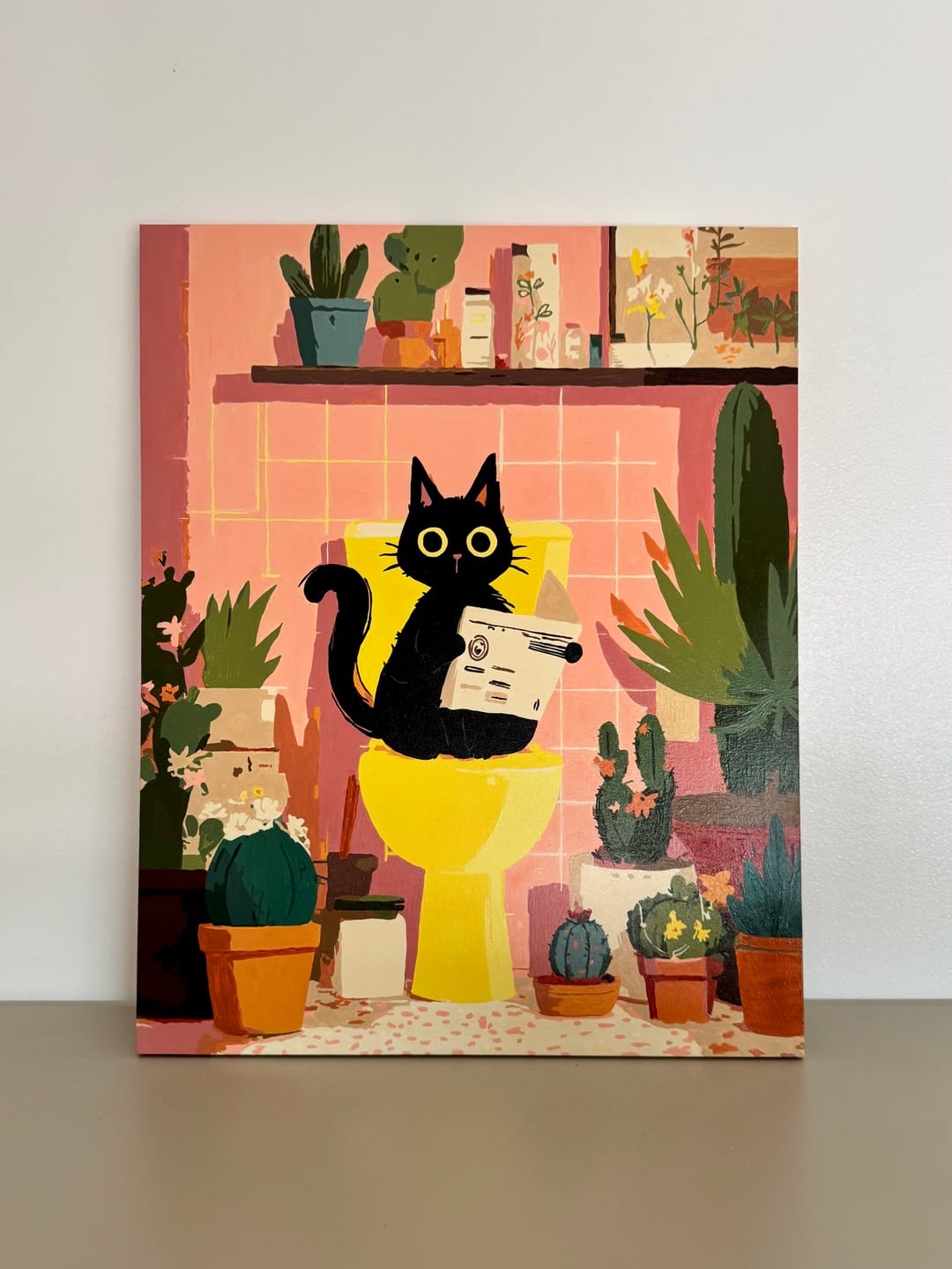 Customer photo review of The black cat on the toilet | Paint by Number