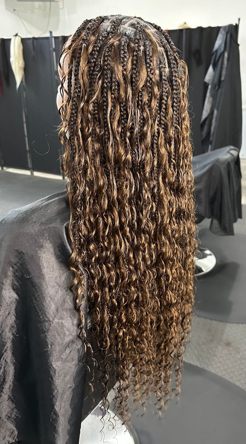 Customer photo review of #4 Medium Brown Deep Wave Bulk Hair Extensions for Braiding