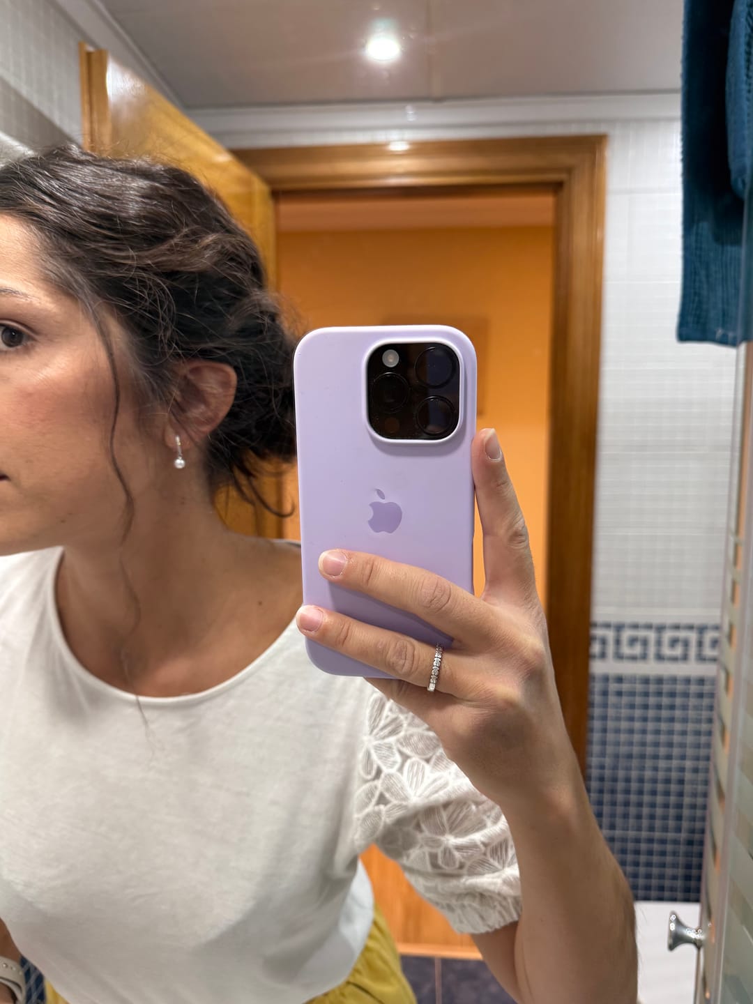 Customer photo review of Pendientes Perla y Brillantes