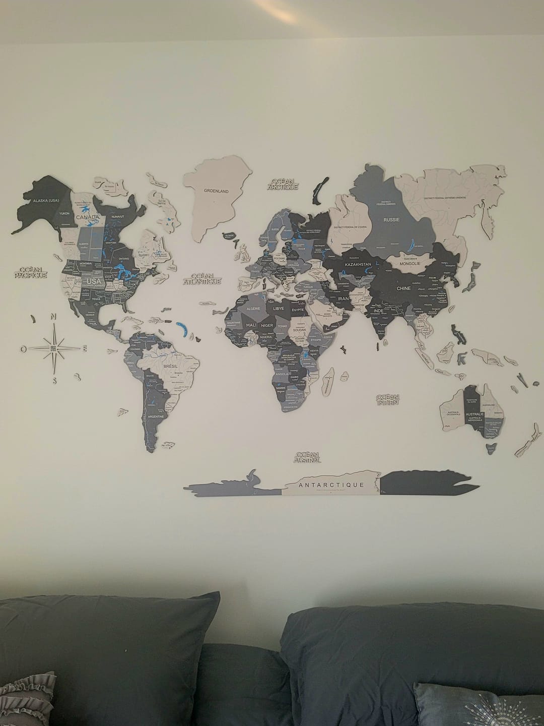 Customer photo review of 3D Wooden World Map Nordik