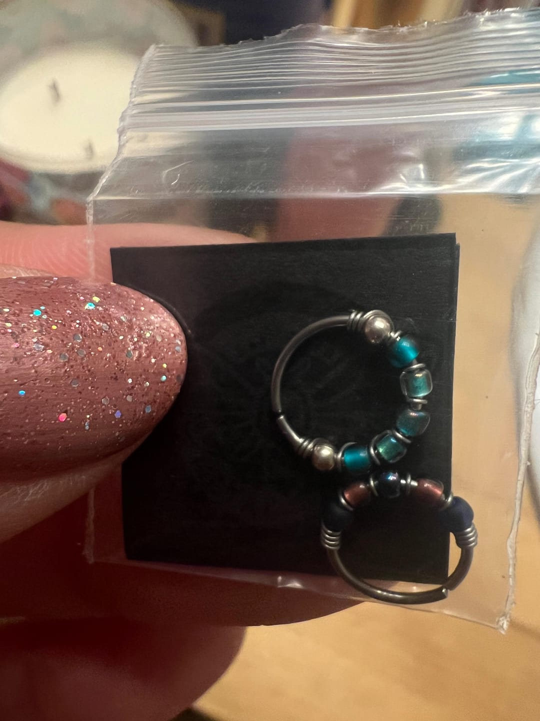 Customer photo review of Custom Build Your Own Beaded Nose Hoop - Choose the Colors