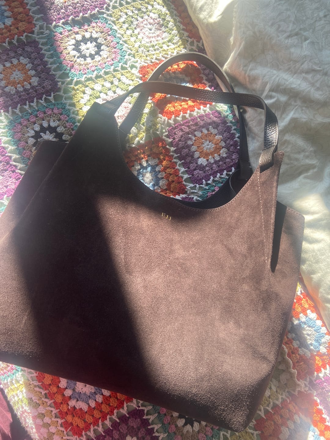 Customer photo review of Suede Lily Tote Bag