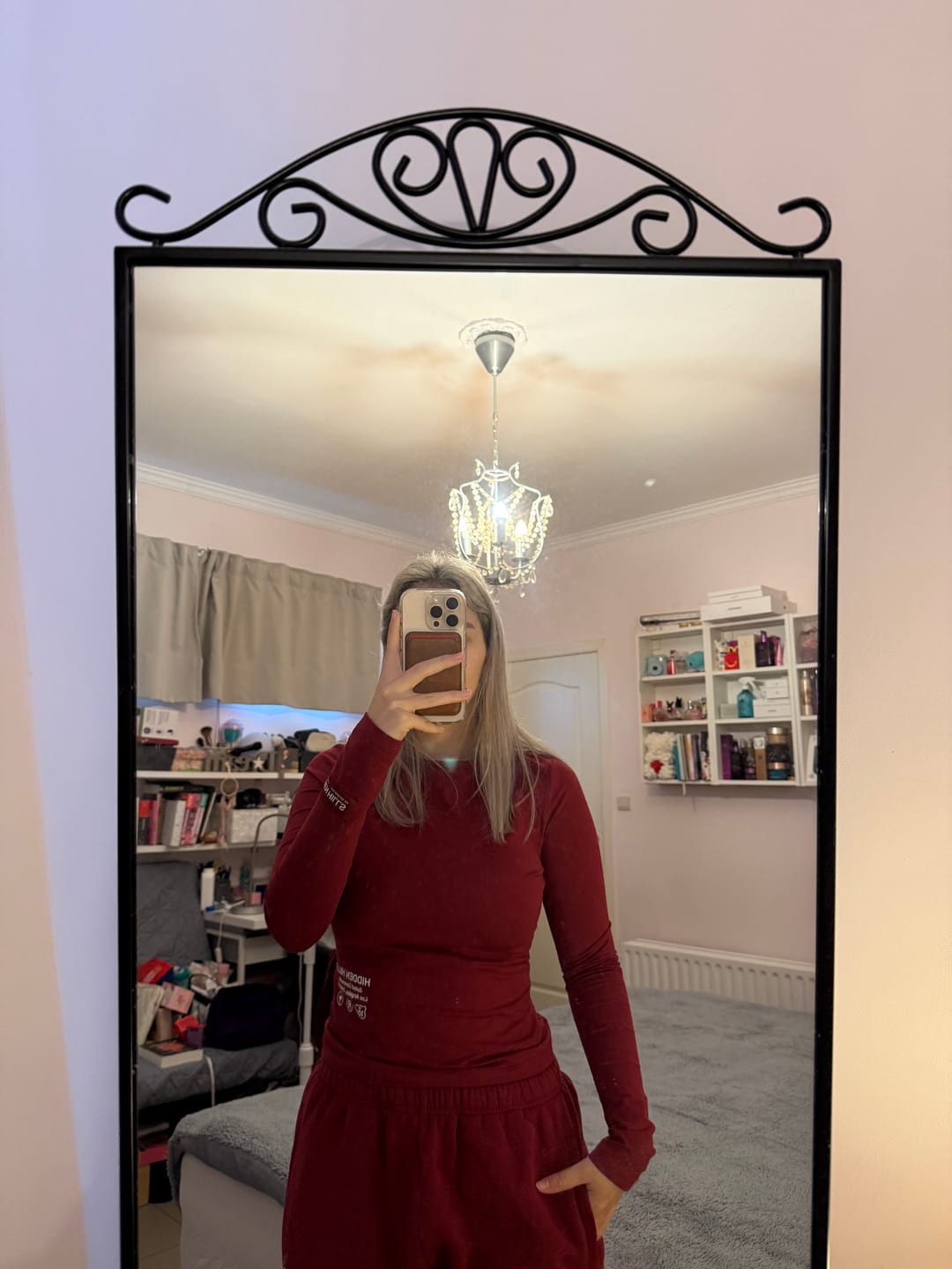 Customer photo review of LABEL LONGSLEEVE TOP BURGUNDY
