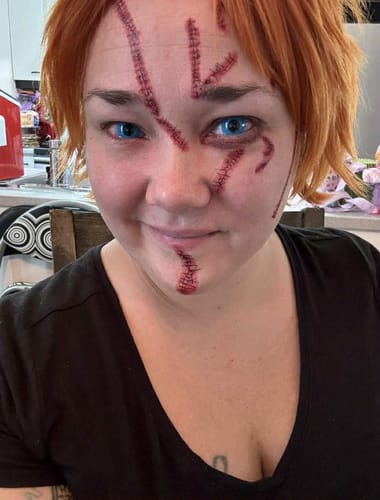 Customer photo review of Blue Toxic | All Blue Halloween Contact Lenses