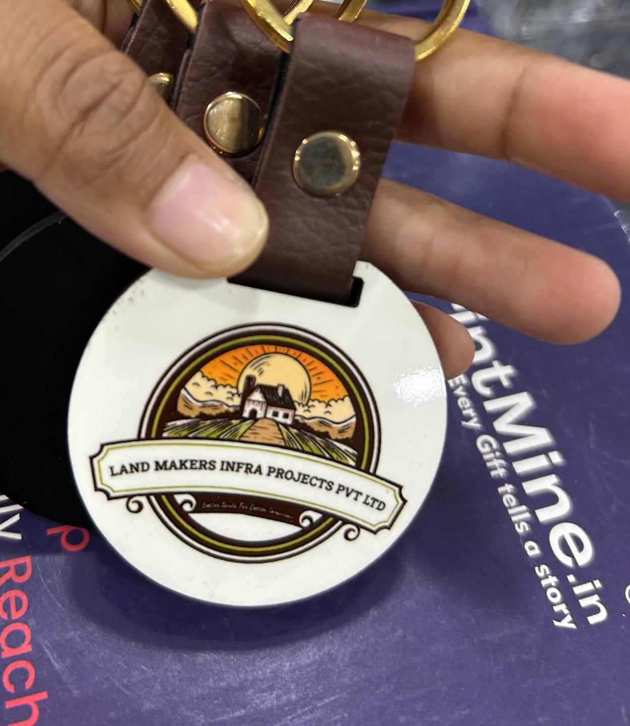 Customer photo review of Customized Premium Belt Keychains | Best for Brand Promotion | PrintMine.in