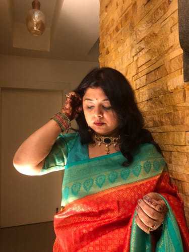 Customer photo review of Rosso Corsa Red Kanjivaram Saree