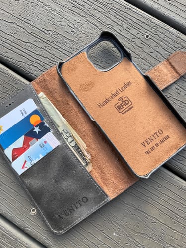 Customer photo review of Florence RFID Blocking Leather Wallet Case for iPhone 13