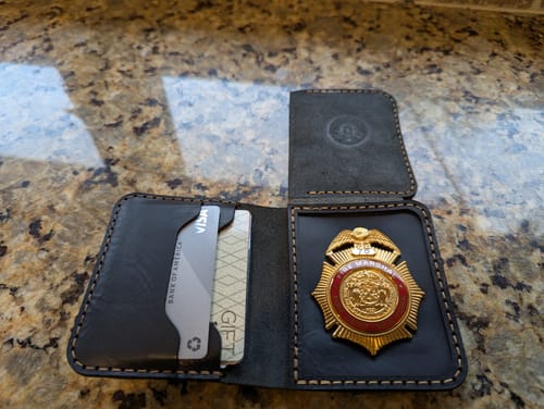 Customer photo review of Minimalist Badge Wallet